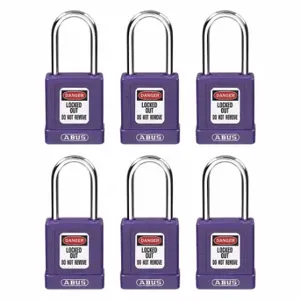 GRAINGER 48JT18 Lockout Padlock, Keyed Alike, Aluminum, Std Body Body Size, Hardened Steel, Std | CQ2KFW