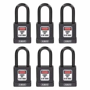 GRAINGER 48JR68 Lockout Padlock, Keyed Different, Aluminum, Std Body Body Size, Hardened Steel | CQ2KLA