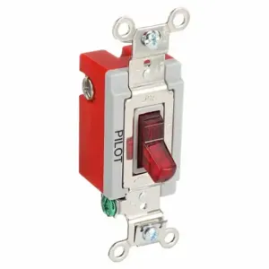 GRAINGER 4901PLR120 Pilot Light Wall Switch, Toggle Switch, Single Pole, Red, 20 A Terminals Terminals | CP9EDH 52HE62