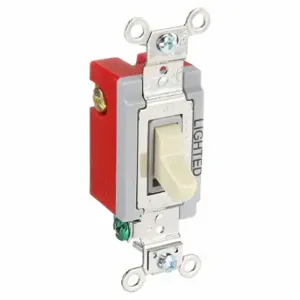 GRAINGER 4903GLI Illuminated Wall Switch, Toggle Switch, 3-Way, Ivory, 20 A, Screw Terminals | CP9EGV 49YZ66