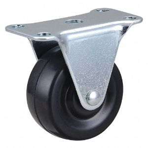 GRAINGER 493W77 Standard Plate Caster, Rigid, Rubber, 75 lb, 2 Inch Wheel Diameter | CE9FMK