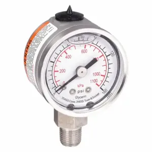 GRAINGER 4CFE4 Commercial Pressure Gauge, 0 To 160 PSI, 1 1/2 Inch Dial, Bottom | CQ2JBJ