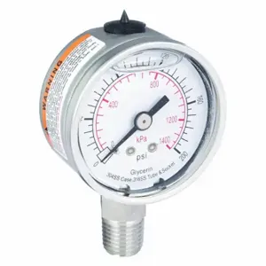 GRAINGER 4CFG1 Commercial Pressure Gauge, 0 To 200 PSI, 2 Inch Dial, Bottom | CQ2JBP