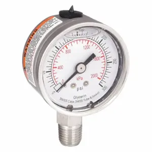 GRAINGER 4CFG2 Commercial Pressure Gauge, 0 To 300 PSI, 2 Inch Dial, Bottom | CQ2JBY