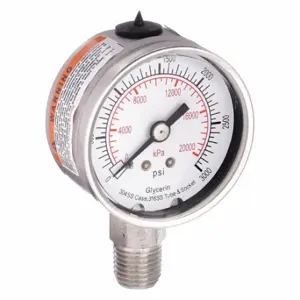 GRAINGER 4CFG7 Commercial Pressure Gauge, 0 To 3000 PSI, 2 Inch Dial, Bottom | CQ2JBR