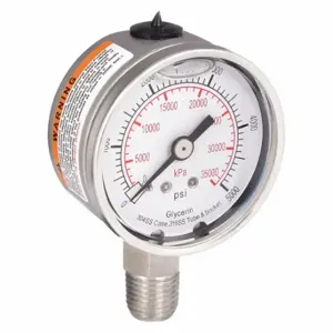 GRAINGER 4CFG8 Commercial Pressure Gauge, 0 To 5000 PSI, 2 Inch Dial, Bottom | CQ2JCC