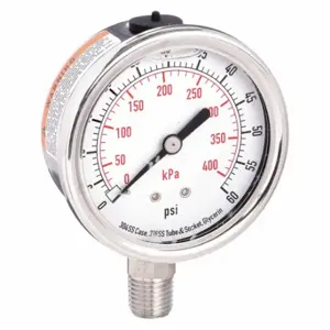 GRAINGER 4CFH3 Commercial Pressure Gauge, 0 To 60 PSI, 2 1/2 Inch Dial, Bottom | CQ2JCD