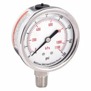 GRAINGER 4CFH5 Commercial Pressure Gauge, 0 To 160 PSI, 2 1/2 Inch Dial, Bottom | CQ2JBK