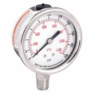 GRAINGER 4CFH6 Commercial Pressure Gauge, 0 To 200 PSI, 2 1/2 Inch Dial, Bottom | CQ2JCN