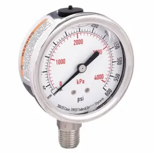 GRAINGER 4CFH9 Commercial Pressure Gauge, 0 To 600 PSI, 2 1/2 Inch Dial, 1/4 Inch Npt Male, Bottom | CQ2JCG