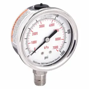 GRAINGER 4CFJ1 Commercial Pressure Gauge, 0 To 1000 PSI, 2 1/2 Inch Dial, Dual | CQ2JBD