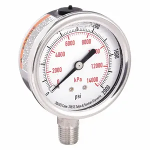 GRAINGER 4CFJ2 Commercial Pressure Gauge, 0 To 2000 PSI, 2 1/2 Inch Dial, Dual | CQ2JBM