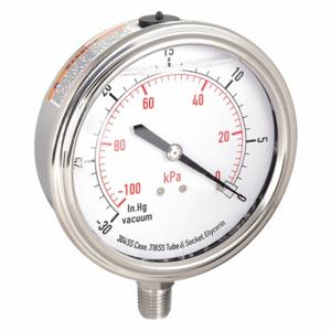 GRAINGER 4CFJ5 Commercial Vacuum Gauge, 30 To 0 Inch Hg, 3 1/2 Inch Dial, Bottom | CQ2JCL