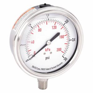GRAINGER 4CFJ7 Commercial Pressure Gauge, 0 To 30 PSI, 3 1/2 Inch Dial, Bottom | CQ2JBW