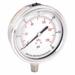 GRAINGER 4CFJ7 Commercial Pressure Gauge, 0 To 30 PSI, 3 1/2 Inch Dial, Bottom | CQ2JBW