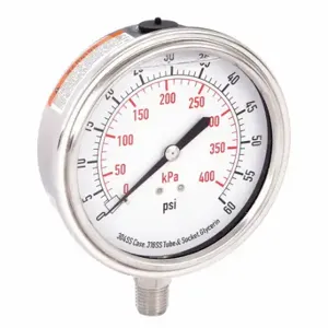 GRAINGER 4CFJ8 Commercial Pressure Gauge, 0 To 60 PSI, 3 1/2 Inch Dial, Bottom | CQ2JCF