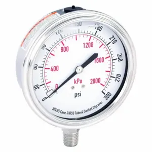 GRAINGER 4CFK3 Commercial Pressure Gauge, 0 To 300 PSI, 3 1/2 Inch Dial, Bottom | CQ2JBZ