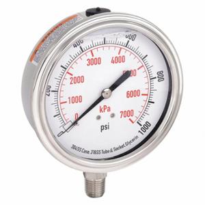 GRAINGER 4CFK6 Commercial Pressure Gauge, 0 To 1000 PSI, 3 1/2 Inch Dial, Dual | CQ2JBF