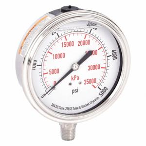 GRAINGER 4CFK9 Commercial Pressure Gauge, 0 To 5000 PSI, 3 1/2 Inch Dial, Dual | CQ2JCQ