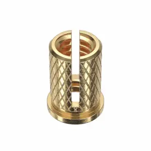 GRAINGER 4KXP1 Press Insert, 1/4 Inch Size-20 Thread Size, 1/2 Inch Length, 0.326 Inch Dia, Brass, Plain | CQ3VUL