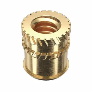 GRAINGER 4KXV3 Heat-Set Insert, #6-32 Thread Size, 1/4 Inch Overall Length, 0.22 Inch Dia, Brass, 1000 PK | CQ2AAX