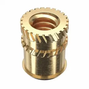 GRAINGER 4KXV5 Heat-Set Insert, #10-24 Thread Size, 3/8 Inch Overall Length, 0.297 Inch Dia, Brass | CQ2ADZ