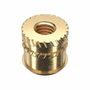 GRAINGER 4KXW4 Heat-Set Insert, M4-0.70 Thread Size, 8 mm Overall Length, 6.35 mm Dia, Brass, 1000 PK | CQ2ADK