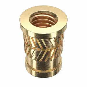 GRAINGER 4KXW8 Heat-Set Insert, #10-32 Thread Size, 27/64 Inch Overall Length, 0.278 Inch Dia, Brass | CP9ZZY