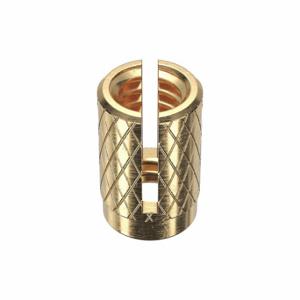 GRAINGER 4ZU18 Press Insert, 1/4 Inch Size-20 Thread Size, 1/2 Inch Length, 0.326 Inch Dia, Brass, Plain | CQ3VTX