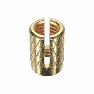 GRAINGER 4ZU27 Press Insert, M5-0.80 Thread Size, 10 mm Length, 6.655 mm Dia, Brass, Plain, Flush Flange | CQ3VUH