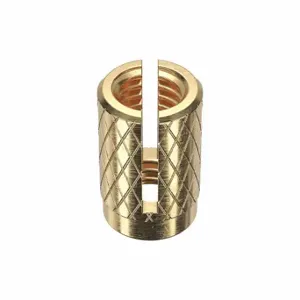 GRAINGER 4ZU28 Press Insert, M6-1.00 Thread Size, 13 mm Length, 8.28 mm Dia, Brass, Plain, Flush Flange | CQ3VUK