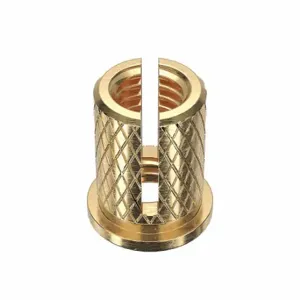 GRAINGER 4ZU37 Press Insert, #10-32 Thread Size, 3/8 Inch Length, 0.262 Inch Dia, Brass, Plain, 25 PK | CQ3VTC