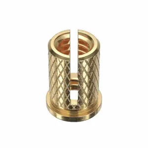 GRAINGER 4ZU39 Press Insert, 1/4 Inch Size-20 Thread Size, 1/2 Inch Length, 0.326 Inch Dia, Brass, Plain | CQ3VTW