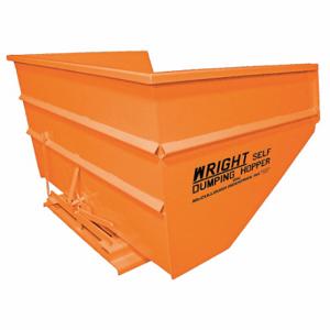 GRAINGER 50099 ORANGE Self-Dumping Hopper, 135 Cu ft Cubic Foot Capacity, 70 1/2 Inch Length, Orange | CQ4LPP 9P974