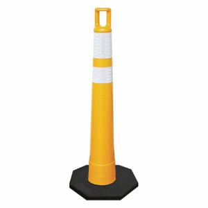 GRAINGER 510-Y-HIP-6W4W-2/650-RB-10 Traffic Cone, Meets MUTCD Requirements, Temporary, Yellow, 47 1/2 Inch Overall Height | CQ7RBW 489J22