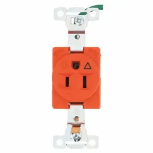 GRAINGER 5261IG Receptacle, Single, 5-15R, 15 A, 125V AC, Orange, 2 Poles, Screw Terminals, Std Resist | CP8XXP 49YY68