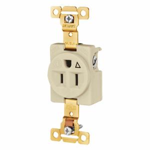 GRAINGER 5261IGi Receptacle, Single, 5-15R, 15 A, 125V AC, Ivory, 2 Poles, Screw Terminals, Std Resist | CP8XYT 52HC55