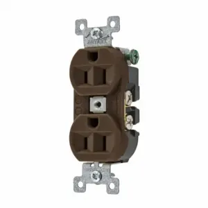 GRAINGER 5262BN Receptacle, Duplex, 5-15R, 125V AC, 15 A, 2 Poles, Brown, Screw Terminals, Std Protection | CQ2GAR 52HC58