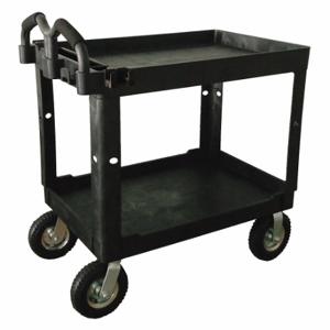 GRAINGER 52TV57 Utility Cart With Deep Lipped & Flush Plastic Shelves, 500 lb Load Capacity, Black | CQ3QUW