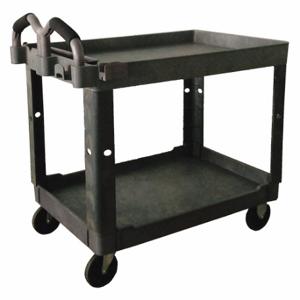 GRAINGER 52TV58 Utility Cart With Deep Lipped Plastic Shelves, 500 lb Load Capacity, Gray | CQ3QVA