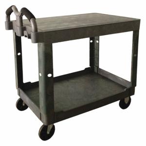 GRAINGER 52TV59 Utility Cart With Deep Lipped & Flush Plastic Shelves, 500 lb Load Capacity, Gray | CQ3QUY
