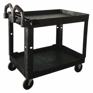 GRAINGER 52TV60 Utility Cart With Deep Lipped Plastic Shelves, 500 lb Load Capacity, Black | CQ3QUZ