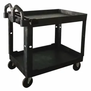 GRAINGER 52TV60 Utility Cart With Deep Lipped Plastic Shelves, 500 lb Load Capacity, Black | CQ3QUZ