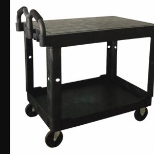 GRAINGER 52TV61 Utility Cart With Deep Lipped & Flush Plastic Shelves, 500 lb Load Capacity, Black | CQ3QUX