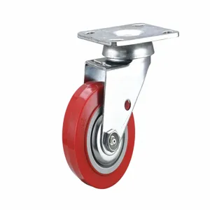 GRAINGER 55KJ60 Standard Plate Caster, Swivel, Polyurethane, 600 lb, 4 Inch Wheel Diameter | CE9FLQ