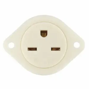 GRAINGER 5679 Flanged Receptacle, Single, 6-15R, 15 A, 250 VAC, White, 2 Poles, Screw Terminals | CP8XTL 49YY62