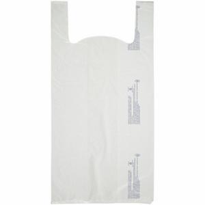GRAINGER 5DUT4 Carry Out Bags, 14 Inch x 10 Inch x 27 in, 0.75 mil Thick, White, Loop Handle, Gusseted | CQ3QZU