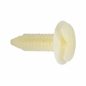 GRAINGER 5RKT9 Push-In Rivet, Domed Rivet Head, Ribbed Shank, Nylon, White, 1 Inch Rivet Length, 100 PK | CQ3YDR