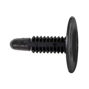 GRAINGER 5RKV2 Push-In Rivet, Flat Rivet Head, Ribbed Shank, Nylon, Black, 0.281 Inch Rivet Dia, 100 PK | CQ3YED