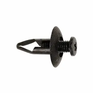 GRAINGER 5ZDU1 Screw Rivet, Flat Rivet Head, Expanding Shank, Plastic, Black, 8 mm Hole Size, 15 PK | CQ3YEL